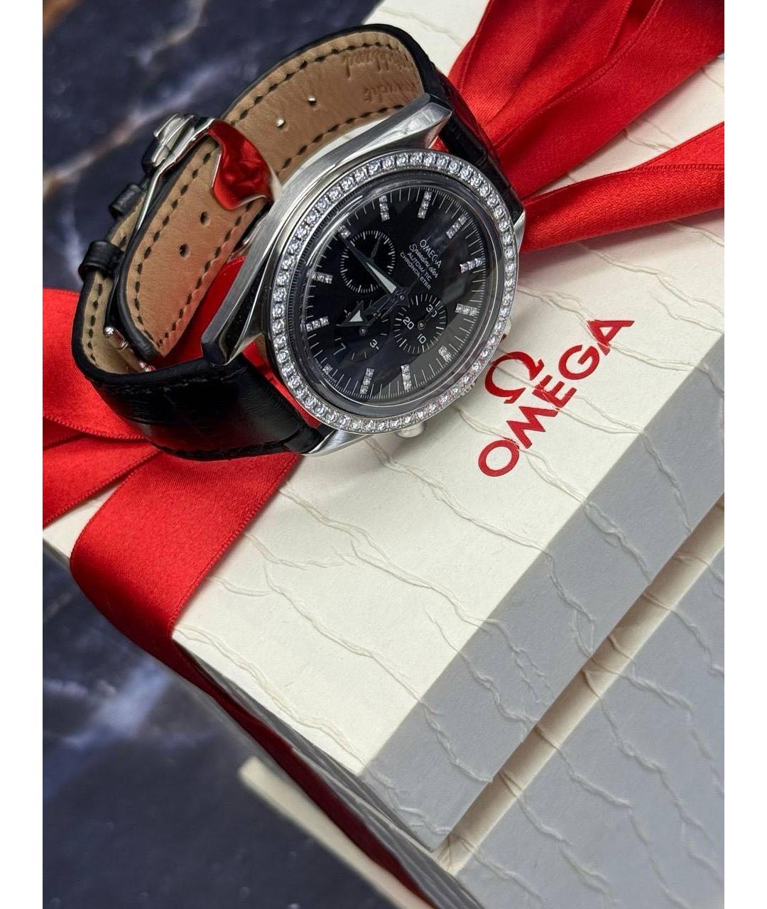 OMEGA Черные часы, фото 7