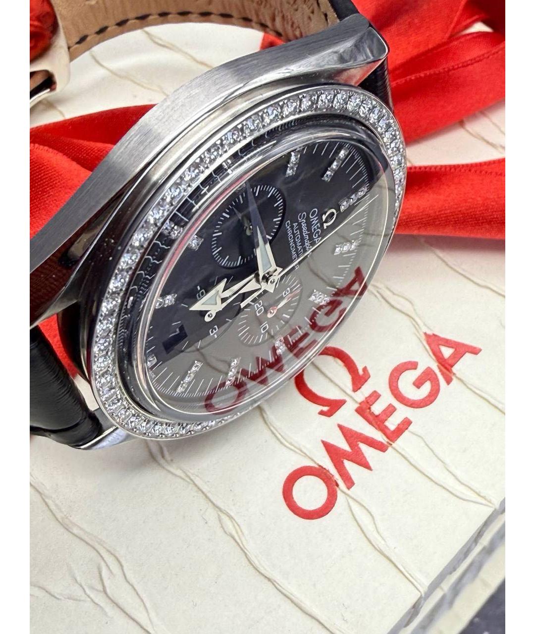OMEGA Черные часы, фото 4