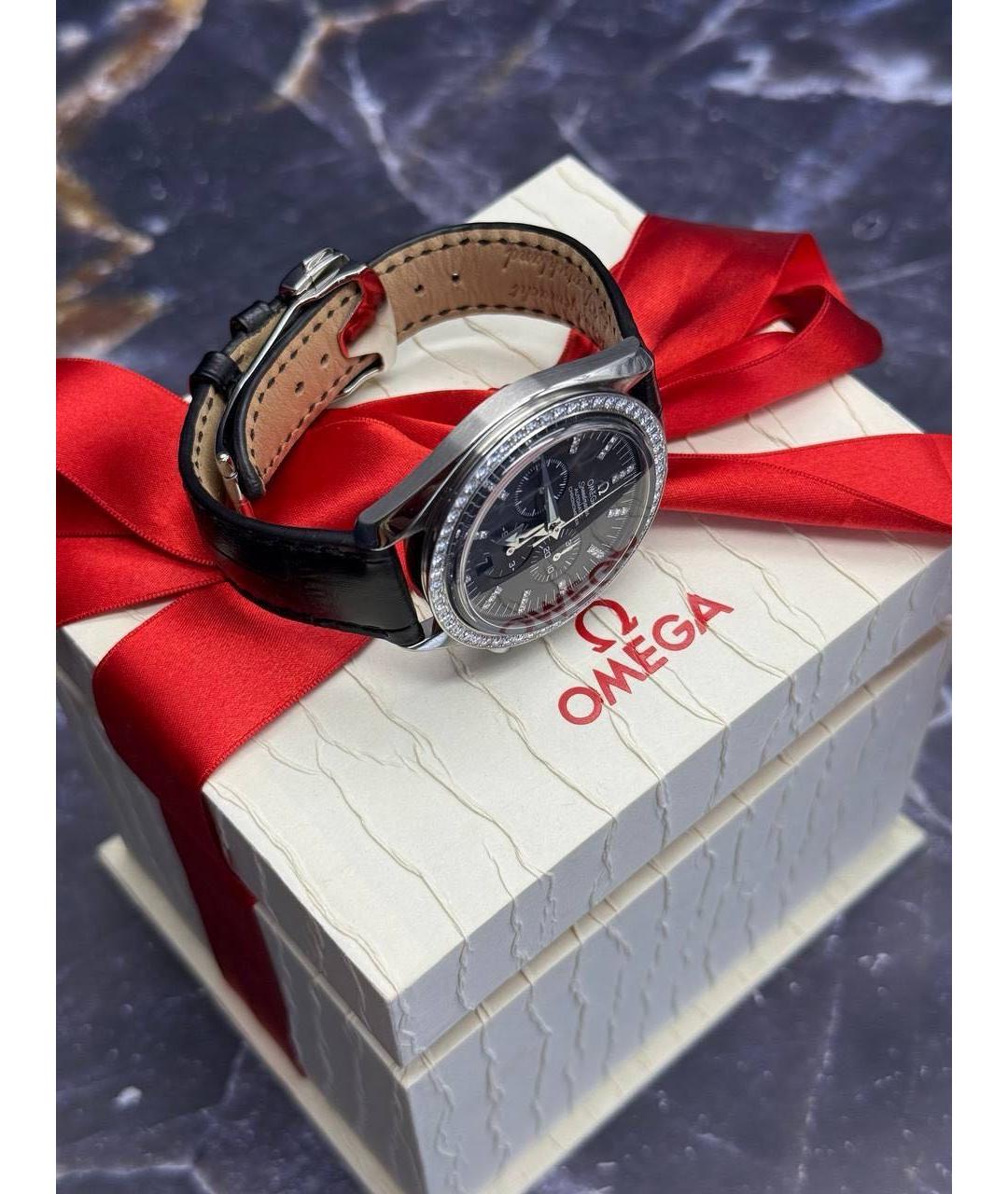 OMEGA Черные часы, фото 5