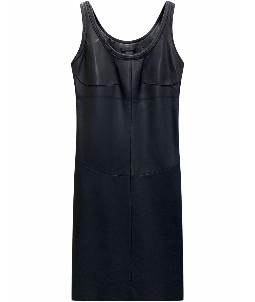 HELMUT LANG Черное кожаное повседневное платье, фото 1