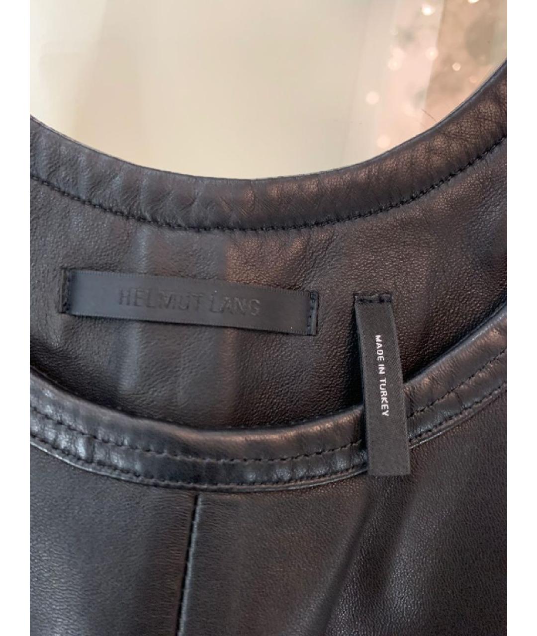 HELMUT LANG Черное кожаное повседневное платье, фото 3