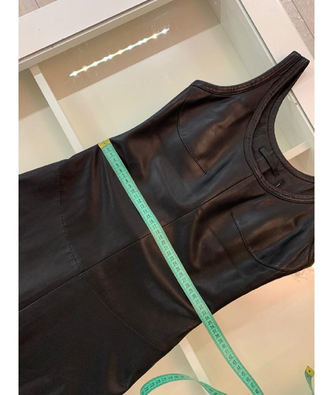 HELMUT LANG Черное кожаное повседневное платье, фото 8