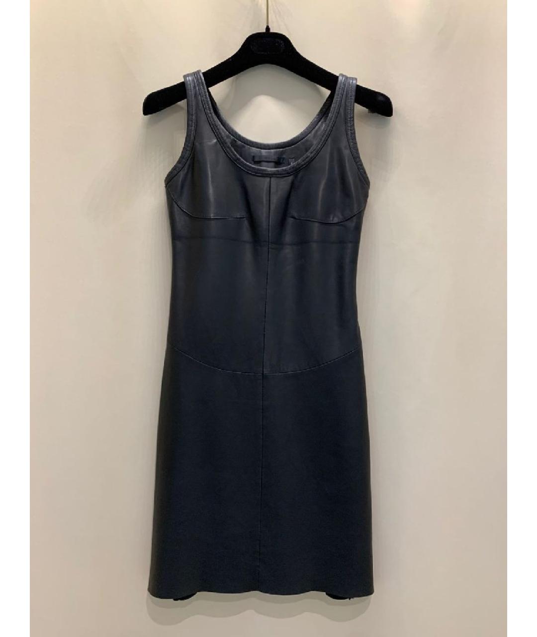 HELMUT LANG Черное кожаное повседневное платье, фото 10