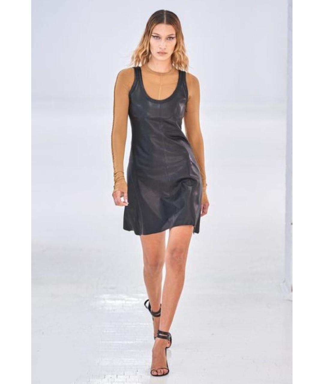 HELMUT LANG Черное кожаное повседневное платье, фото 6