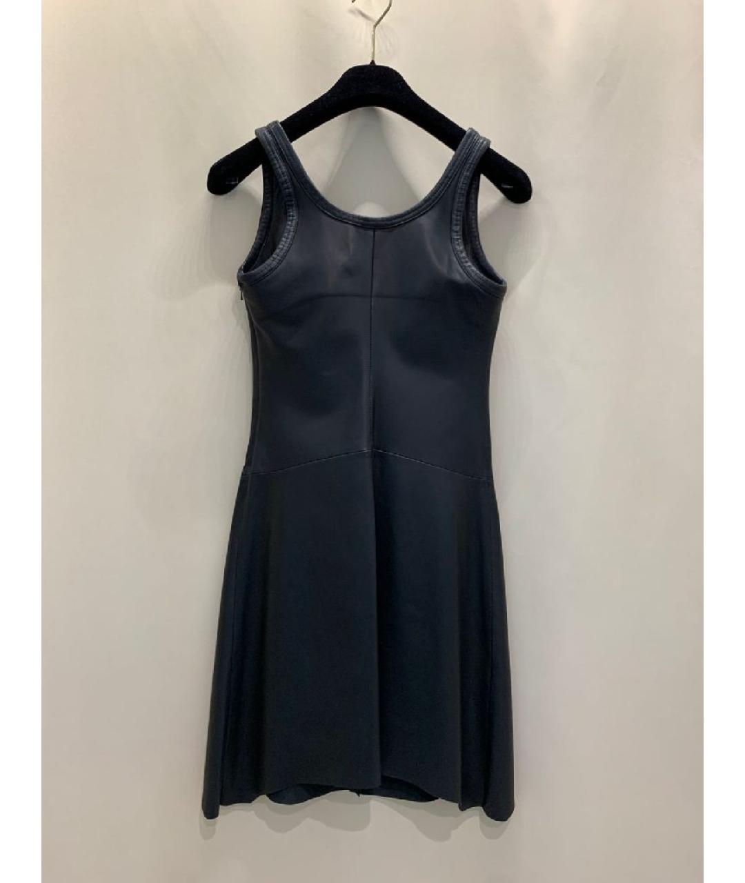 HELMUT LANG Черное кожаное повседневное платье, фото 2