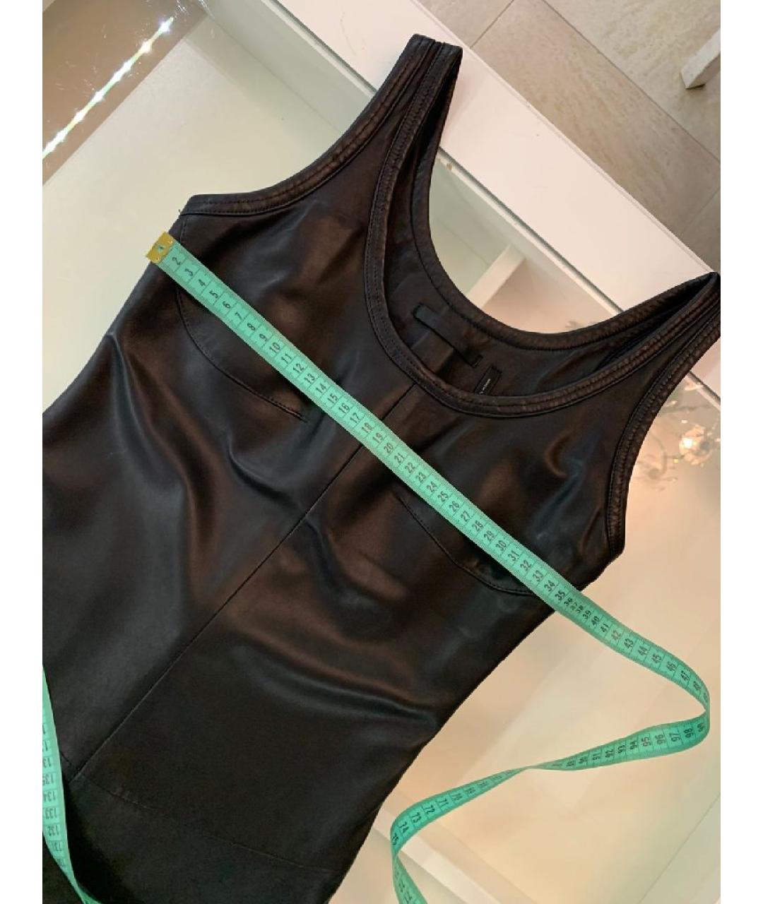 HELMUT LANG Черное кожаное повседневное платье, фото 7