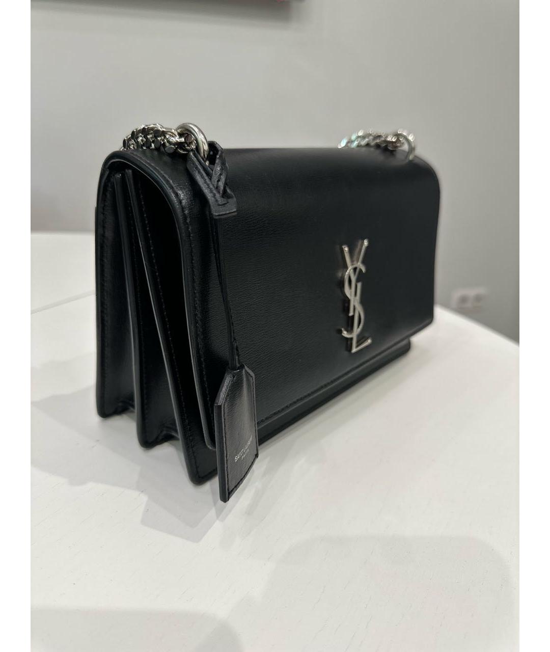 SAINT LAURENT Черная кожаная сумка через плечо, фото 2