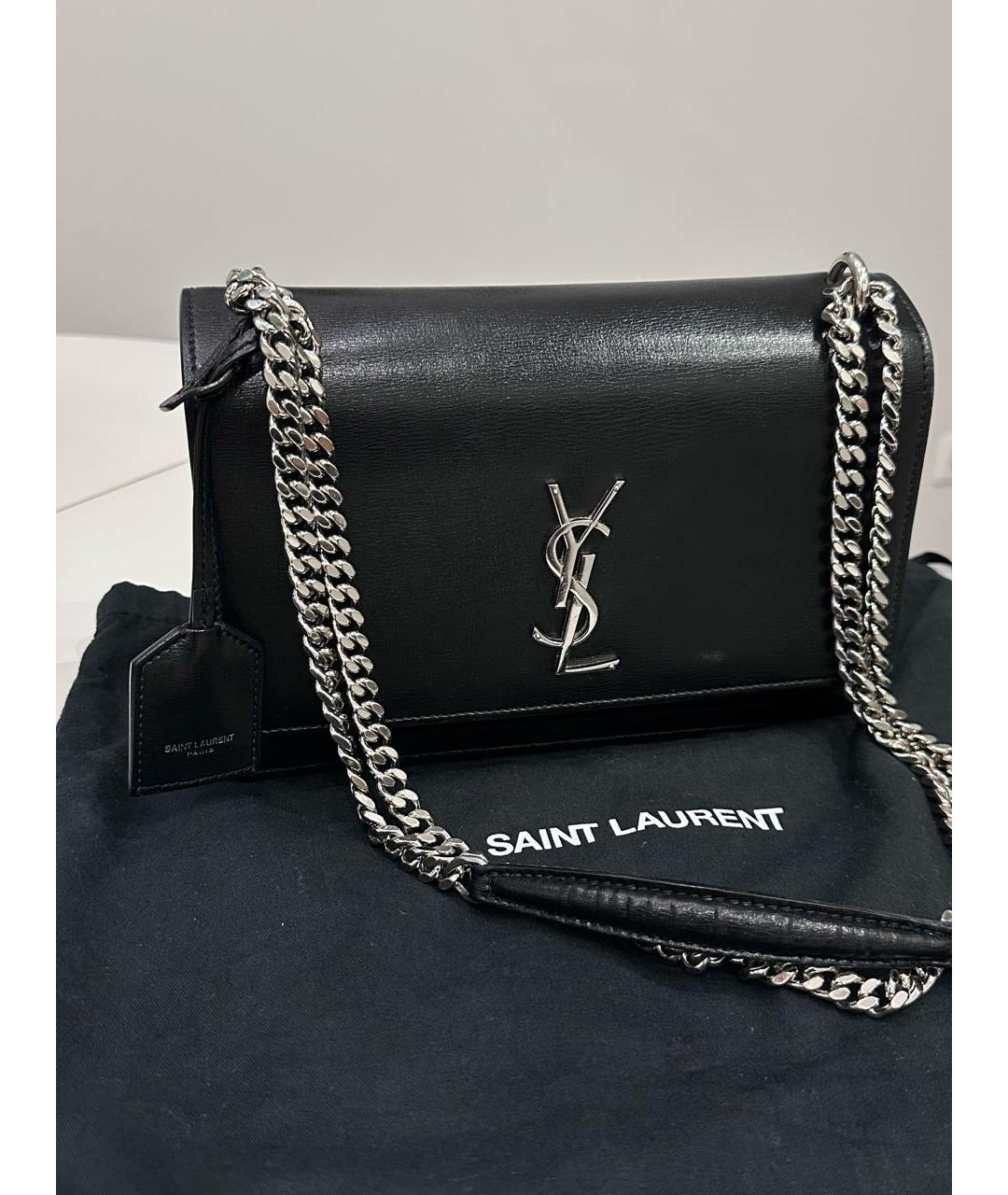 SAINT LAURENT Черная кожаная сумка через плечо, фото 5