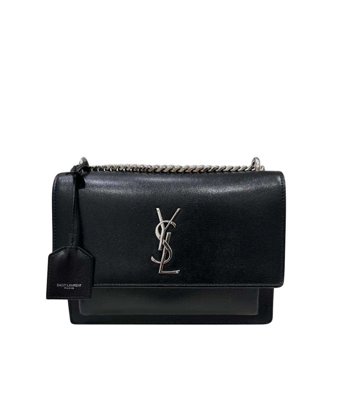 SAINT LAURENT Черная кожаная сумка через плечо, фото 1