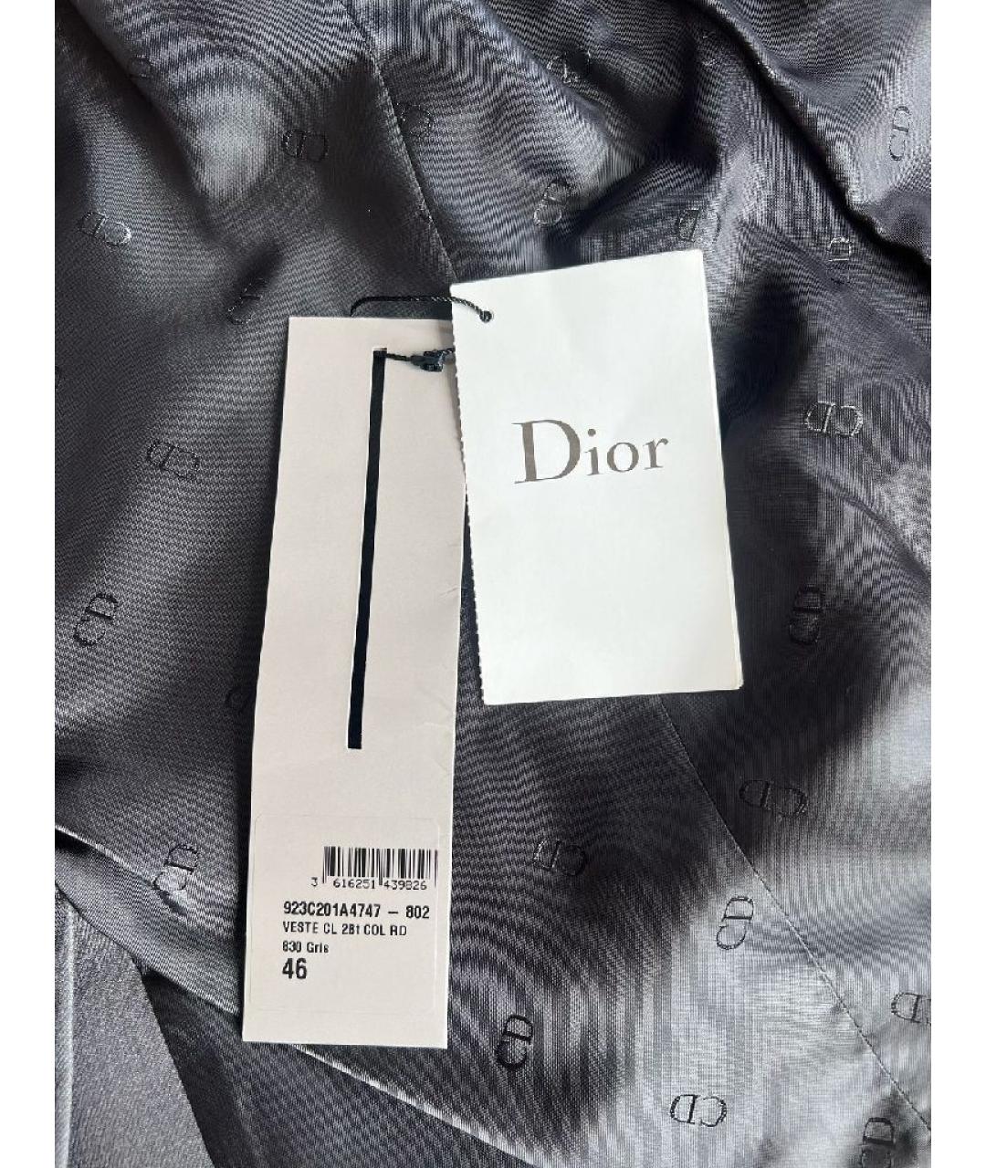 CHRISTIAN DIOR Серый шерстяной пиджак, фото 5