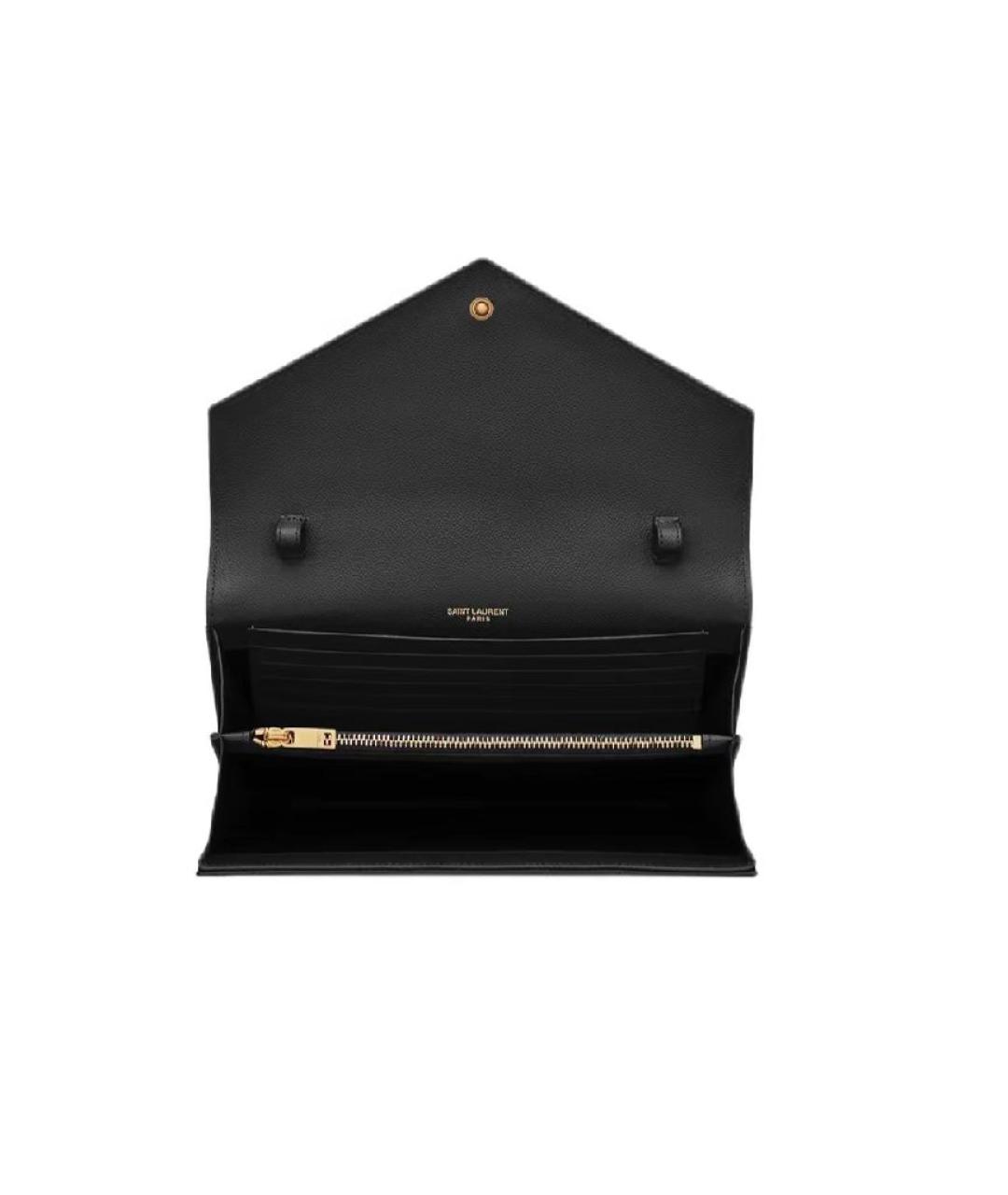 SAINT LAURENT Черная кожаная сумка через плечо, фото 3