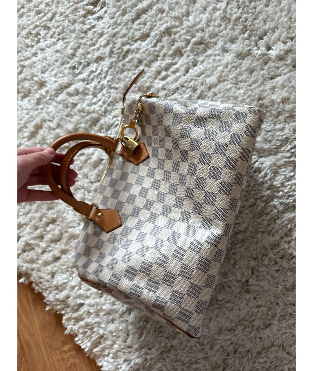 LOUIS VUITTON Бежевая кожаная сумка с короткими ручками, фото 5