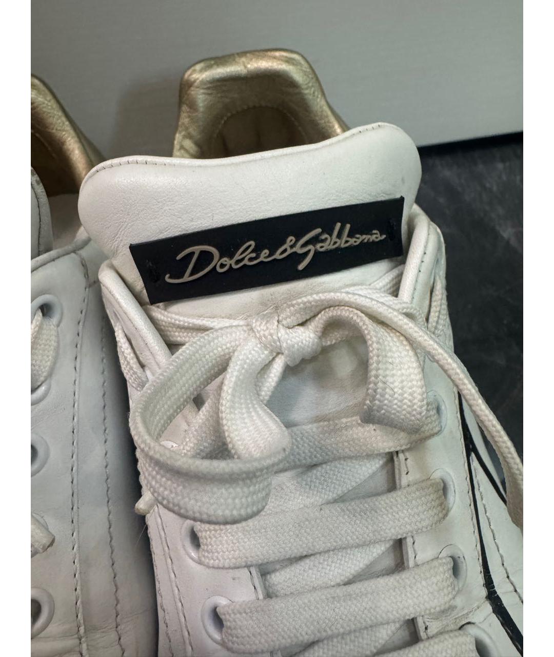 DOLCE&GABBANA Белые кожаные кеды, фото 3
