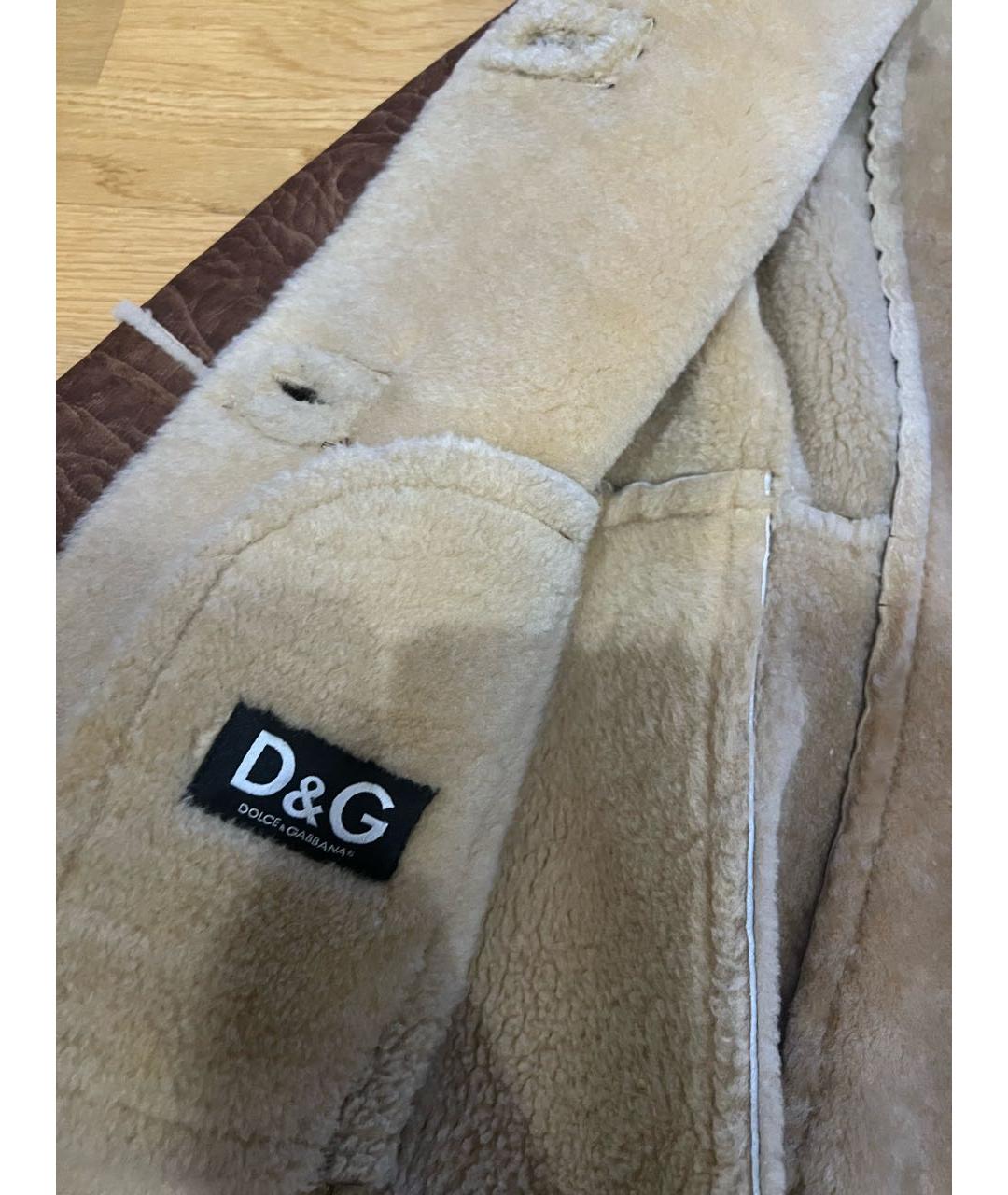 DOLCE&GABBANA Коричневая кожаная дубленка, фото 3