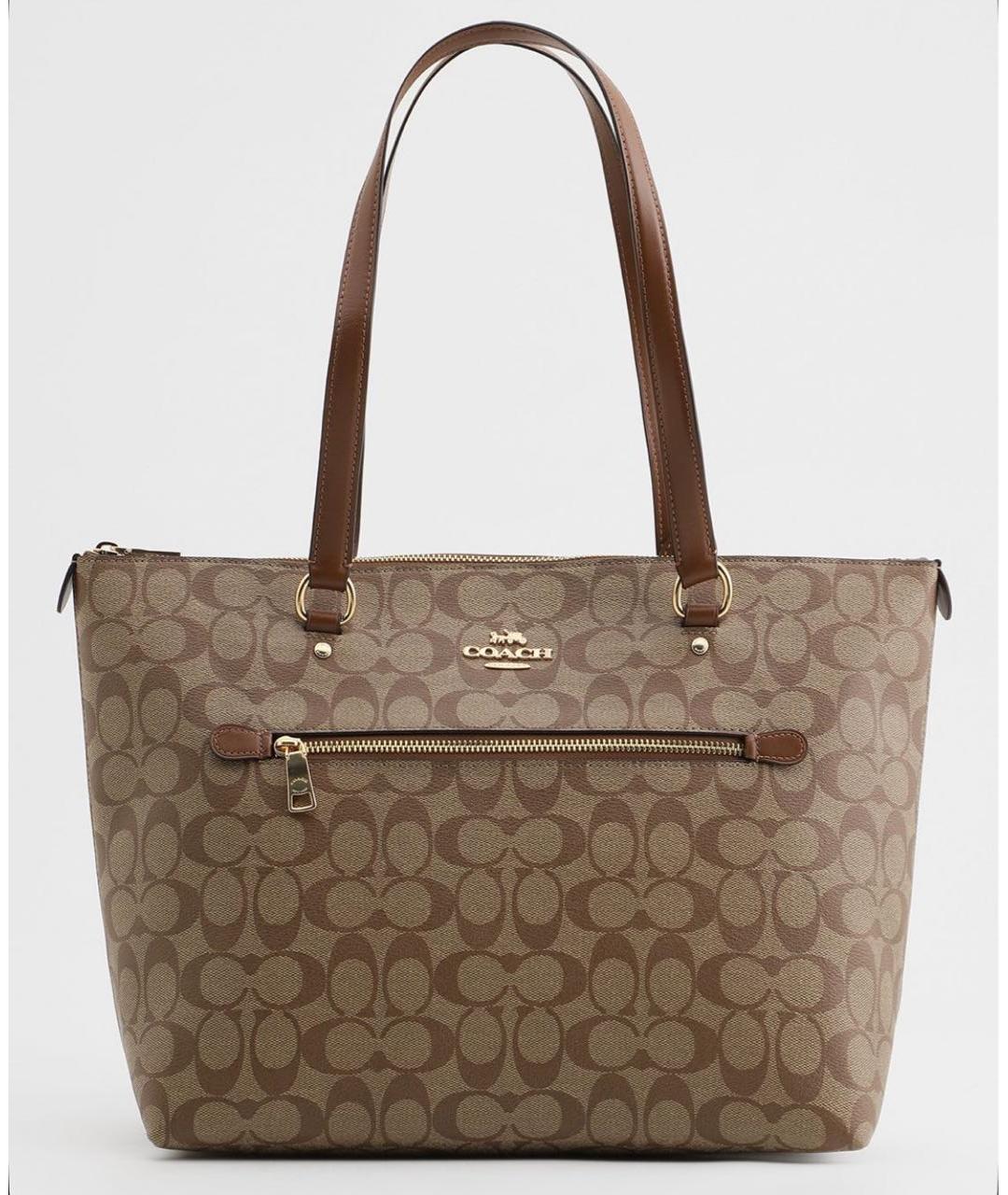 COACH Коричневая кожаная сумка тоут, фото 4