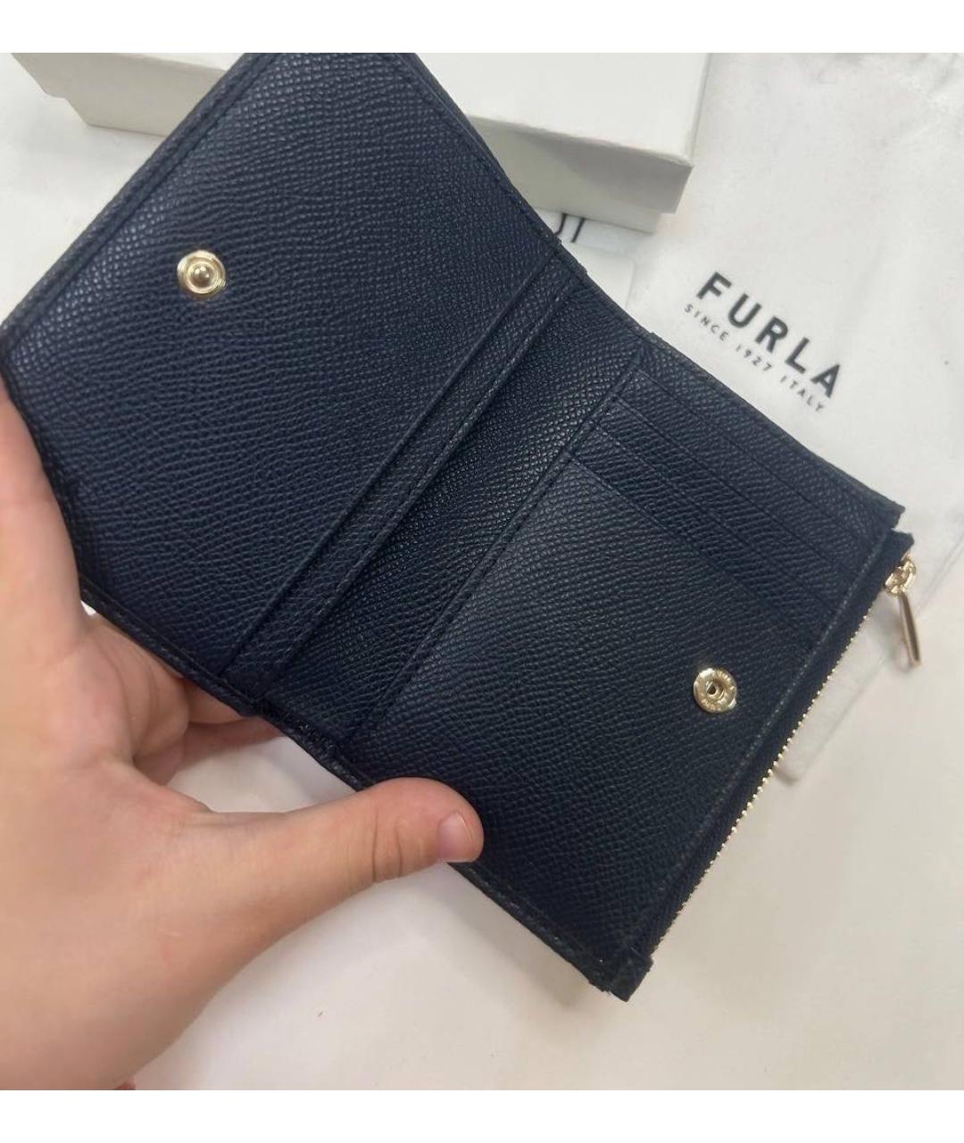 FURLA Темно-синий кожаный кошелек, фото 4