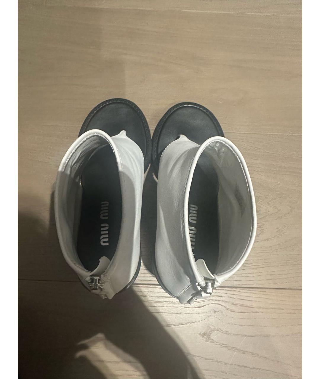 MIU MIU Белые кожаные босоножки, фото 3