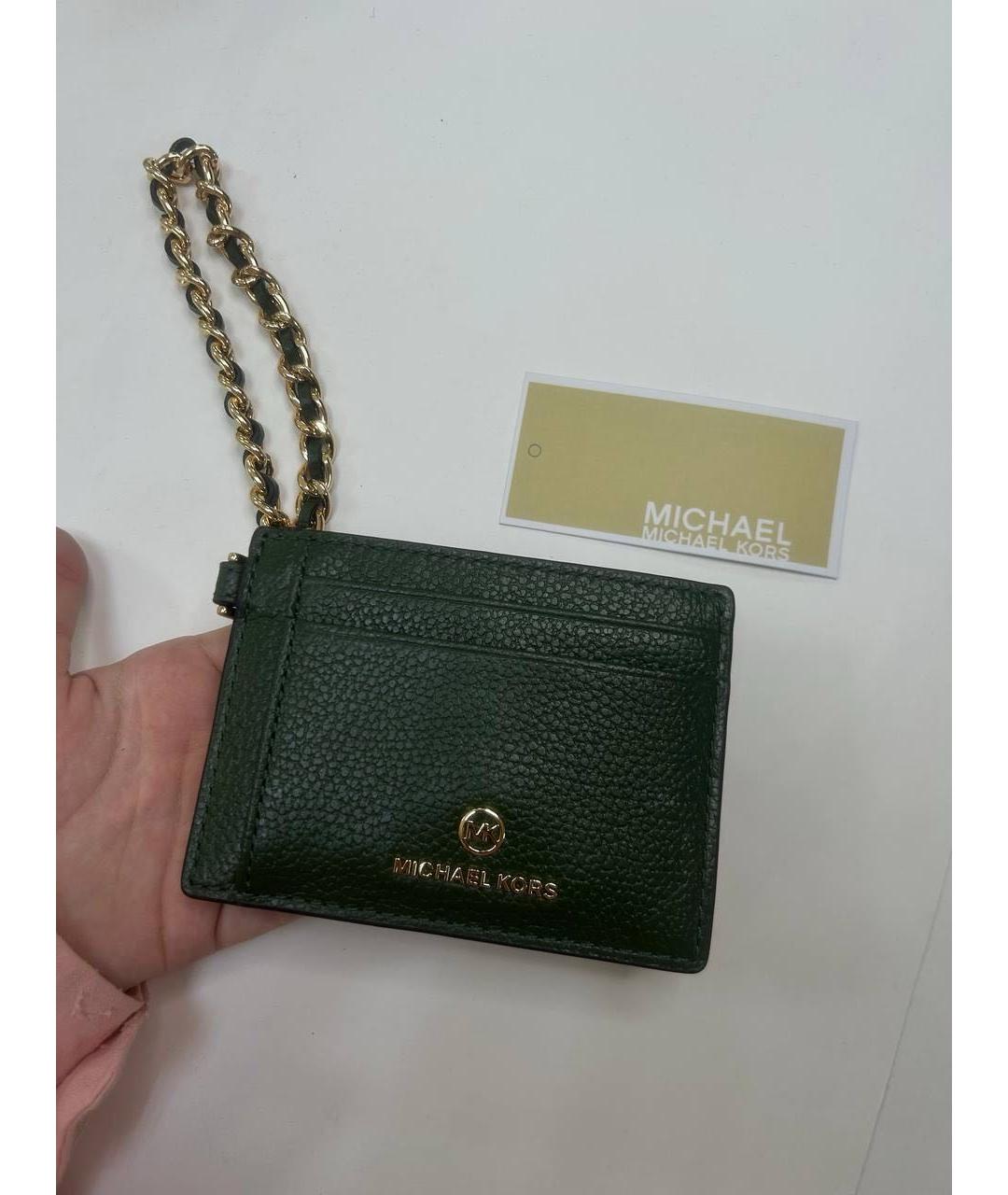MICHAEL KORS Зеленый кожаный кардхолдер, фото 2