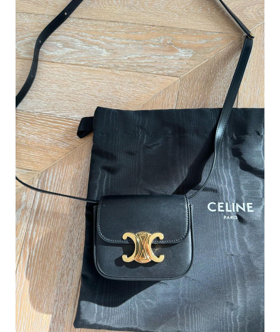 CELINE Черная кожаная сумка через плечо, фото 2
