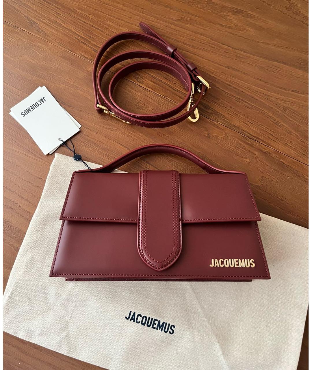 JACQUEMUS Бордовая кожаная сумка через плечо, фото 2