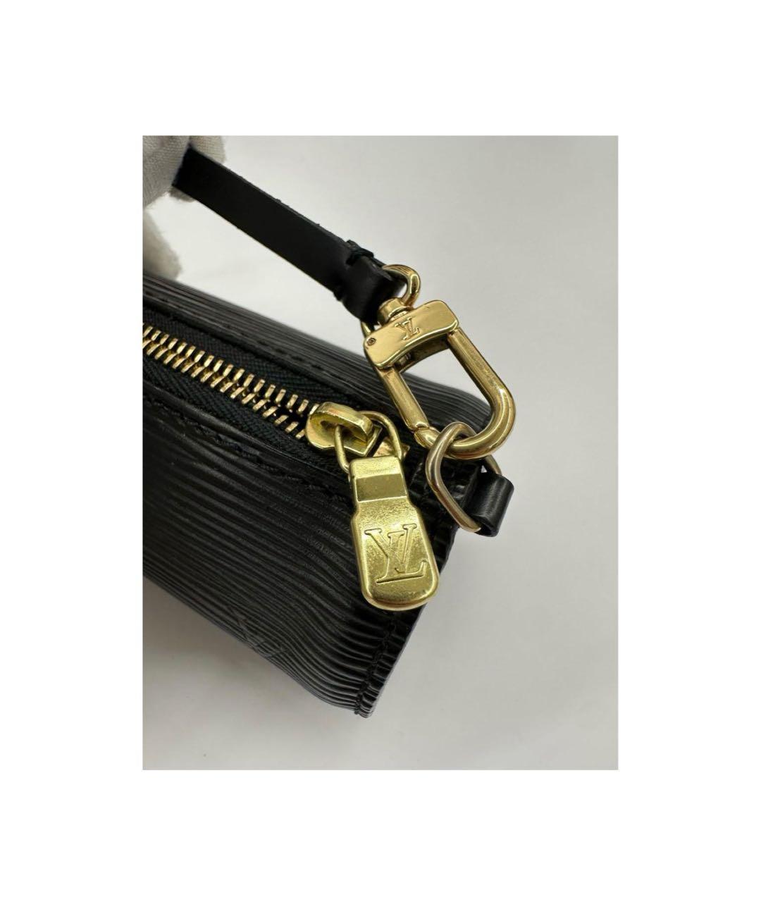 LOUIS VUITTON Черная кожаная сумка с короткими ручками, фото 4