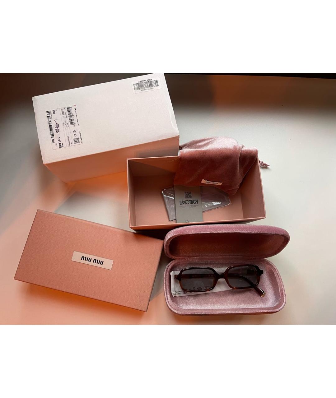 MIU MIU Коричневые пластиковые солнцезащитные очки, фото 5