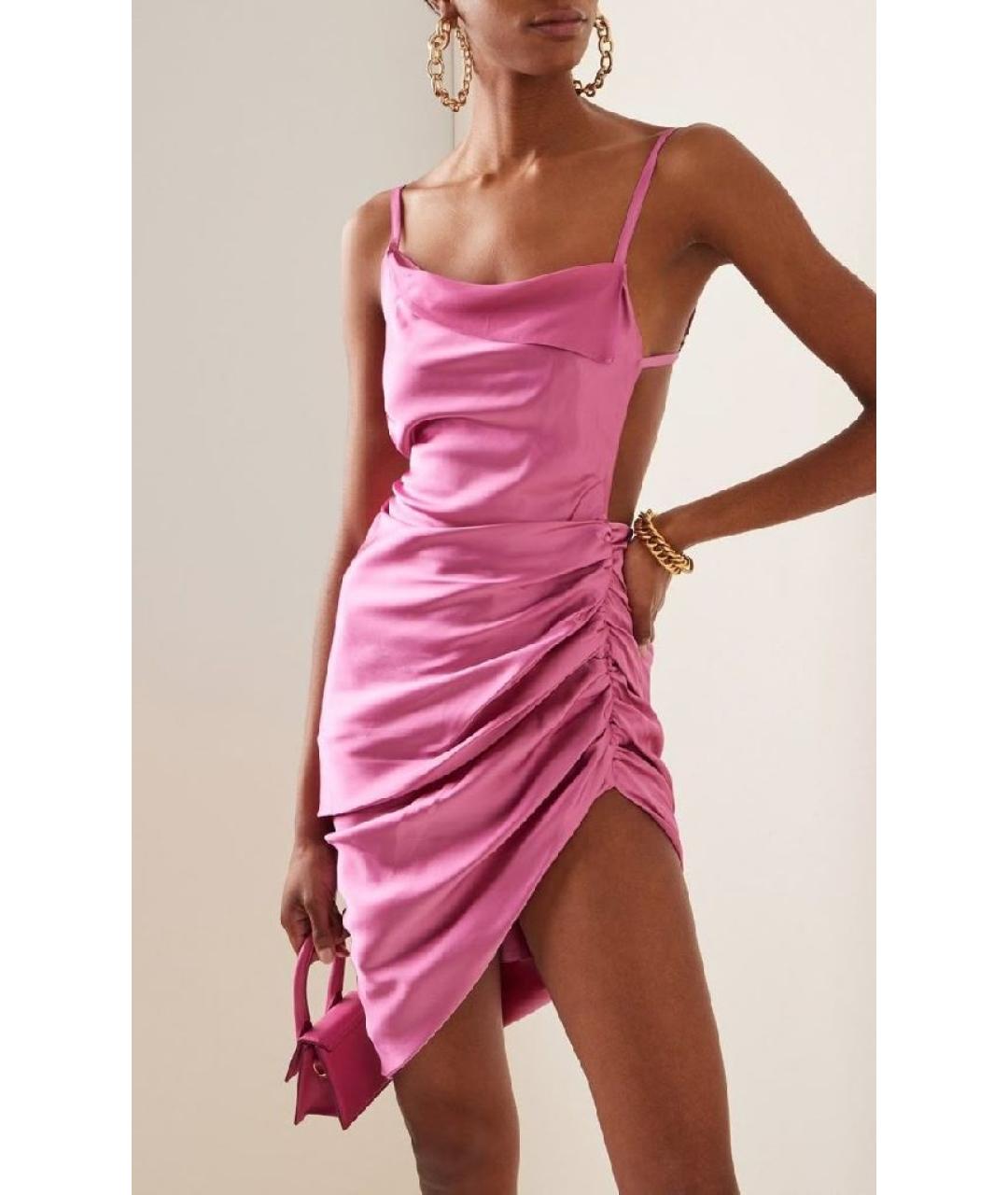 JACQUEMUS Розовое вискозное коктейльное платье, фото 2