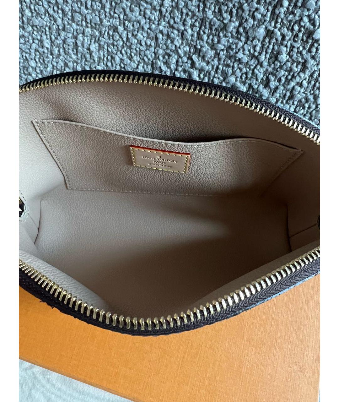 LOUIS VUITTON Коричневая кожаная косметичка, фото 4