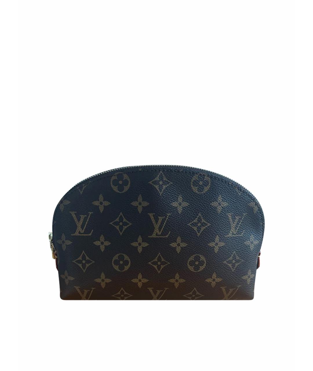 LOUIS VUITTON Коричневая кожаная косметичка, фото 1