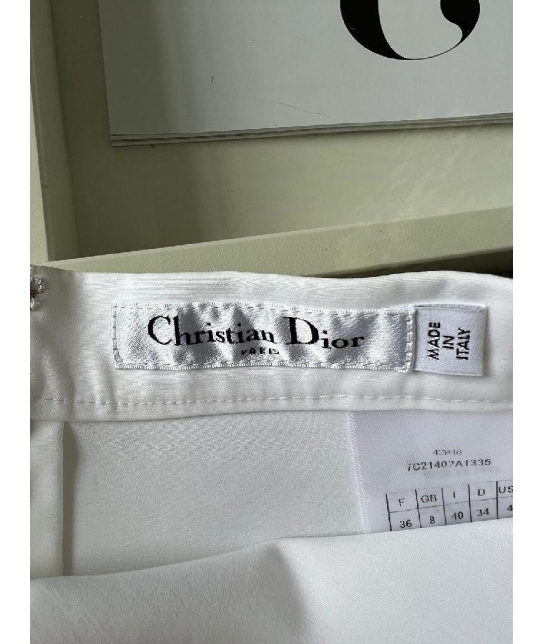 CHRISTIAN DIOR Белая хлопковая юбка мини, фото 3