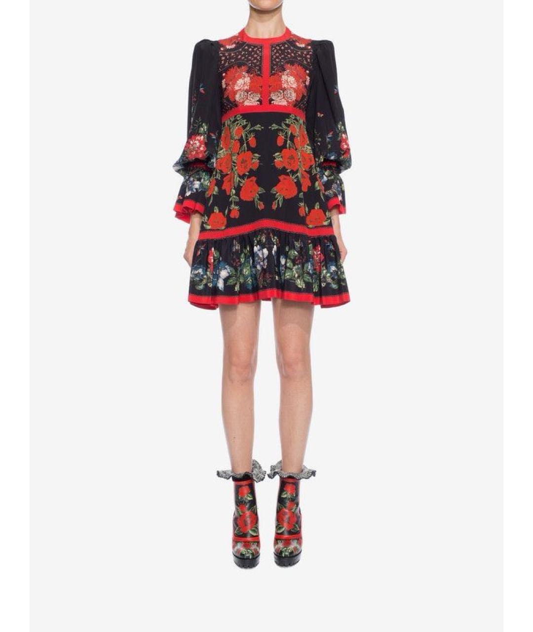 ALEXANDER MCQUEEN Мульти шелковое повседневное платье, фото 3
