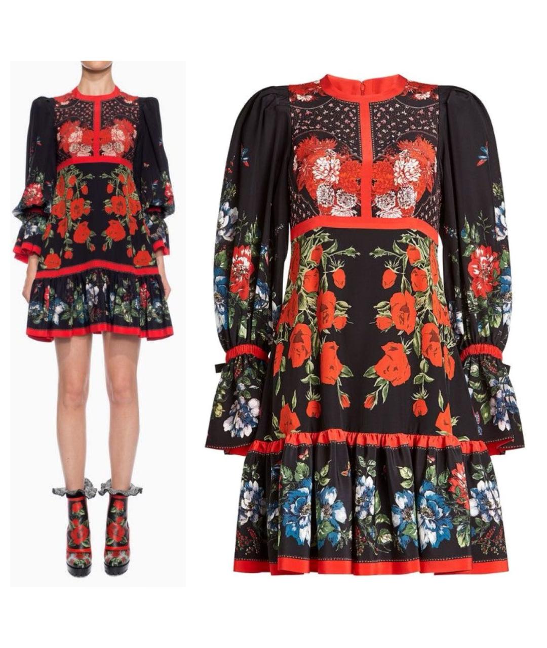 ALEXANDER MCQUEEN Мульти шелковое повседневное платье, фото 2