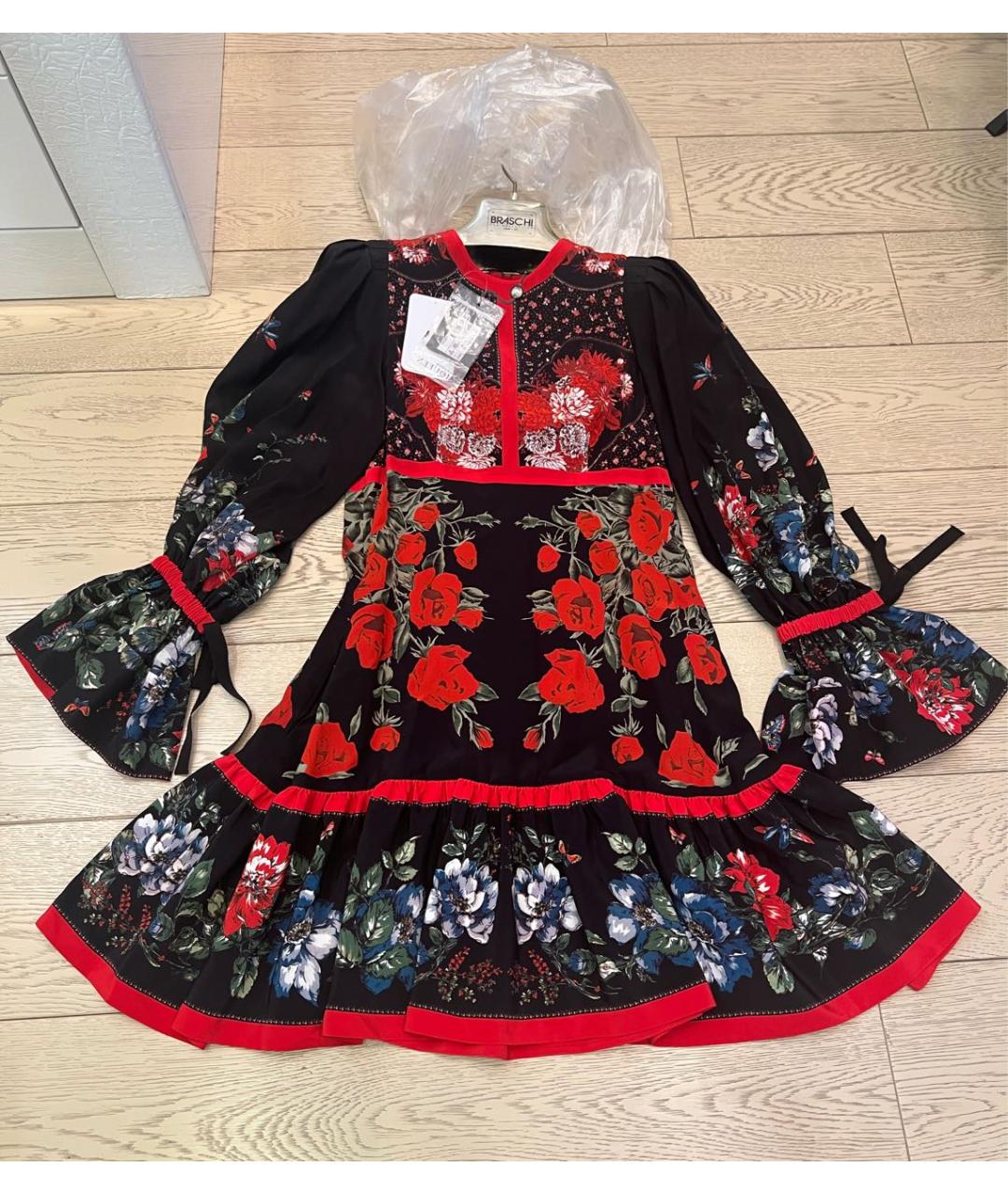 ALEXANDER MCQUEEN Мульти шелковое повседневное платье, фото 5