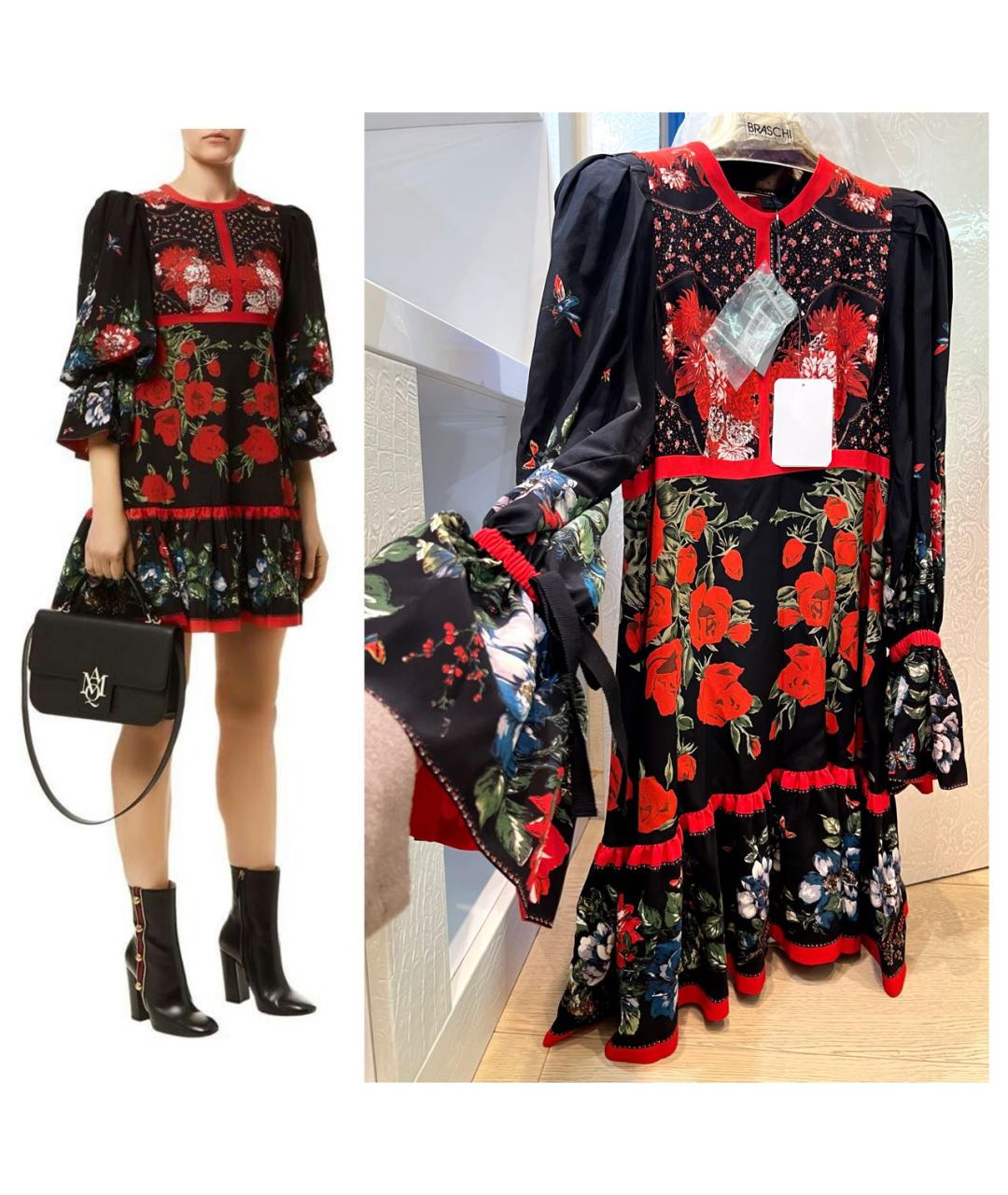 ALEXANDER MCQUEEN Мульти шелковое повседневное платье, фото 4
