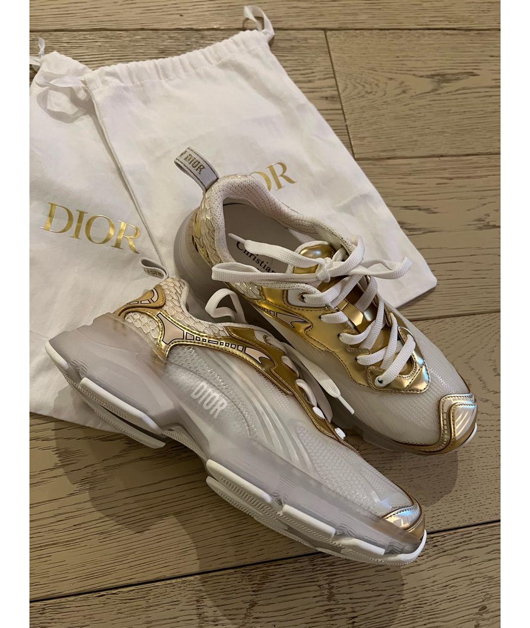 CHRISTIAN DIOR Золотые текстильные кроссовки, фото 9