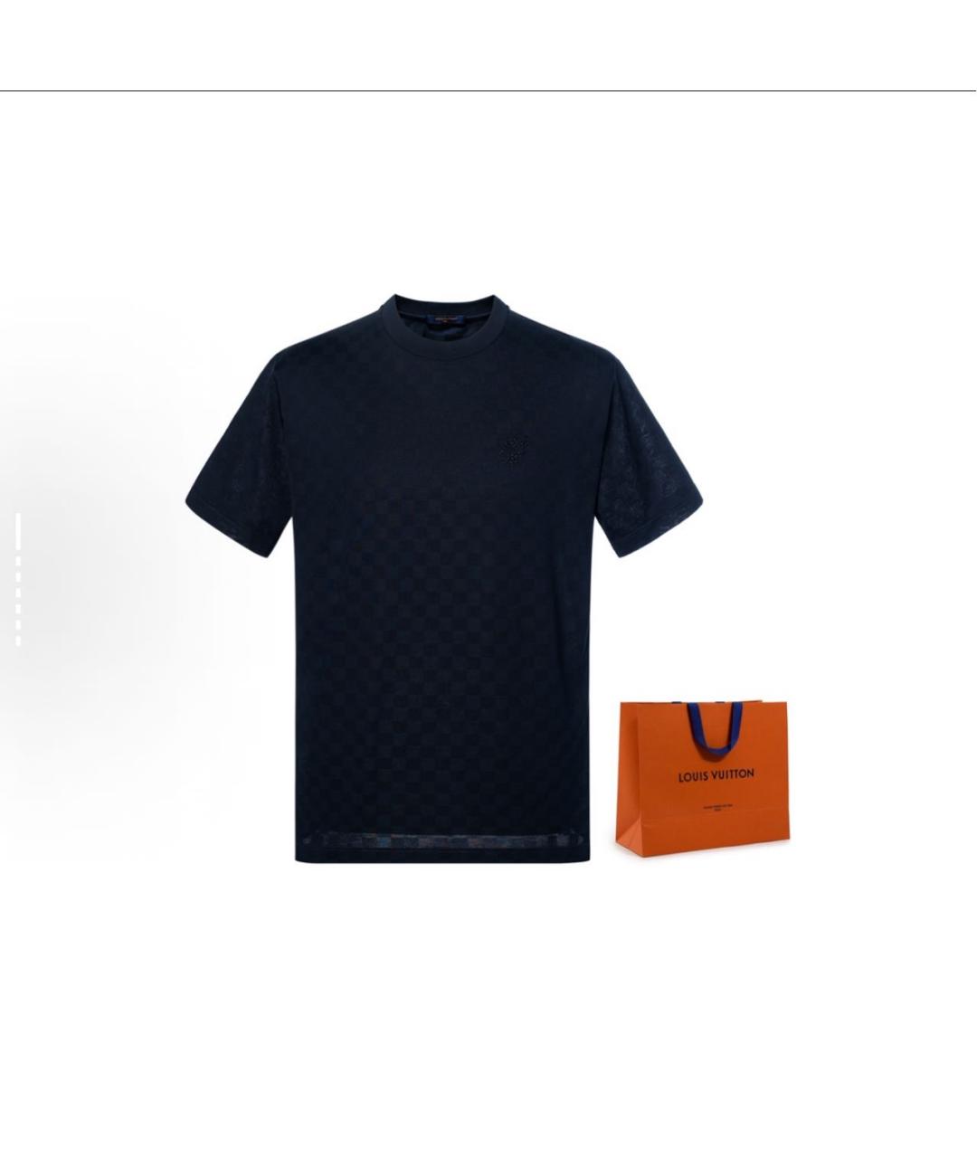 LOUIS VUITTON Темно-синяя хлопковая футболка, фото 3