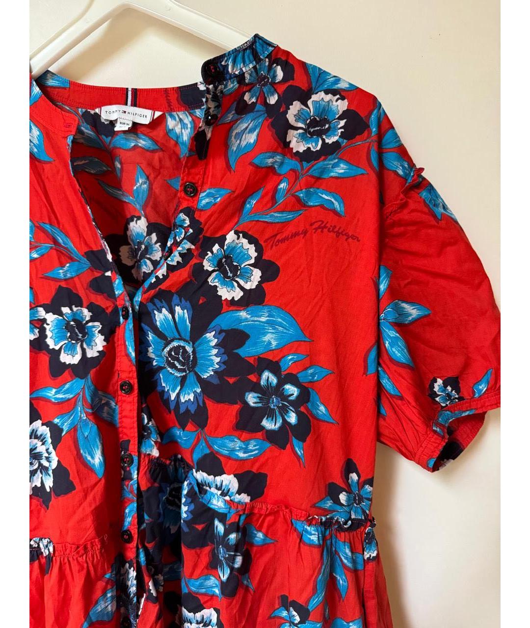 RALPH LAUREN Красное хлопковое повседневное платье, фото 2