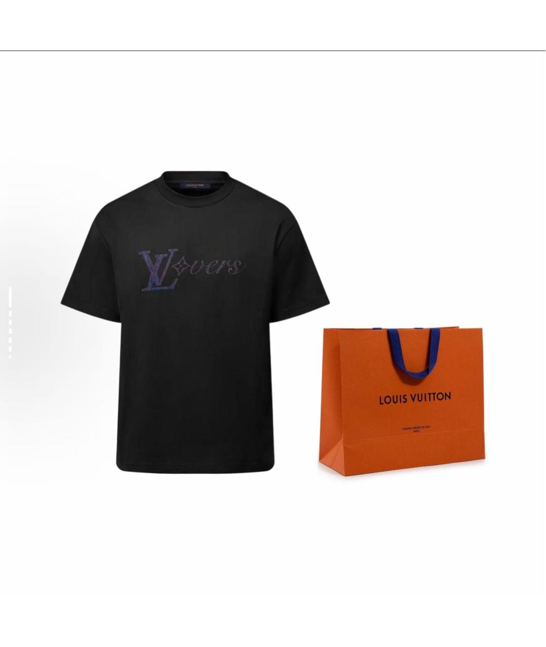 LOUIS VUITTON Темно-синяя хлопковая футболка, фото 3