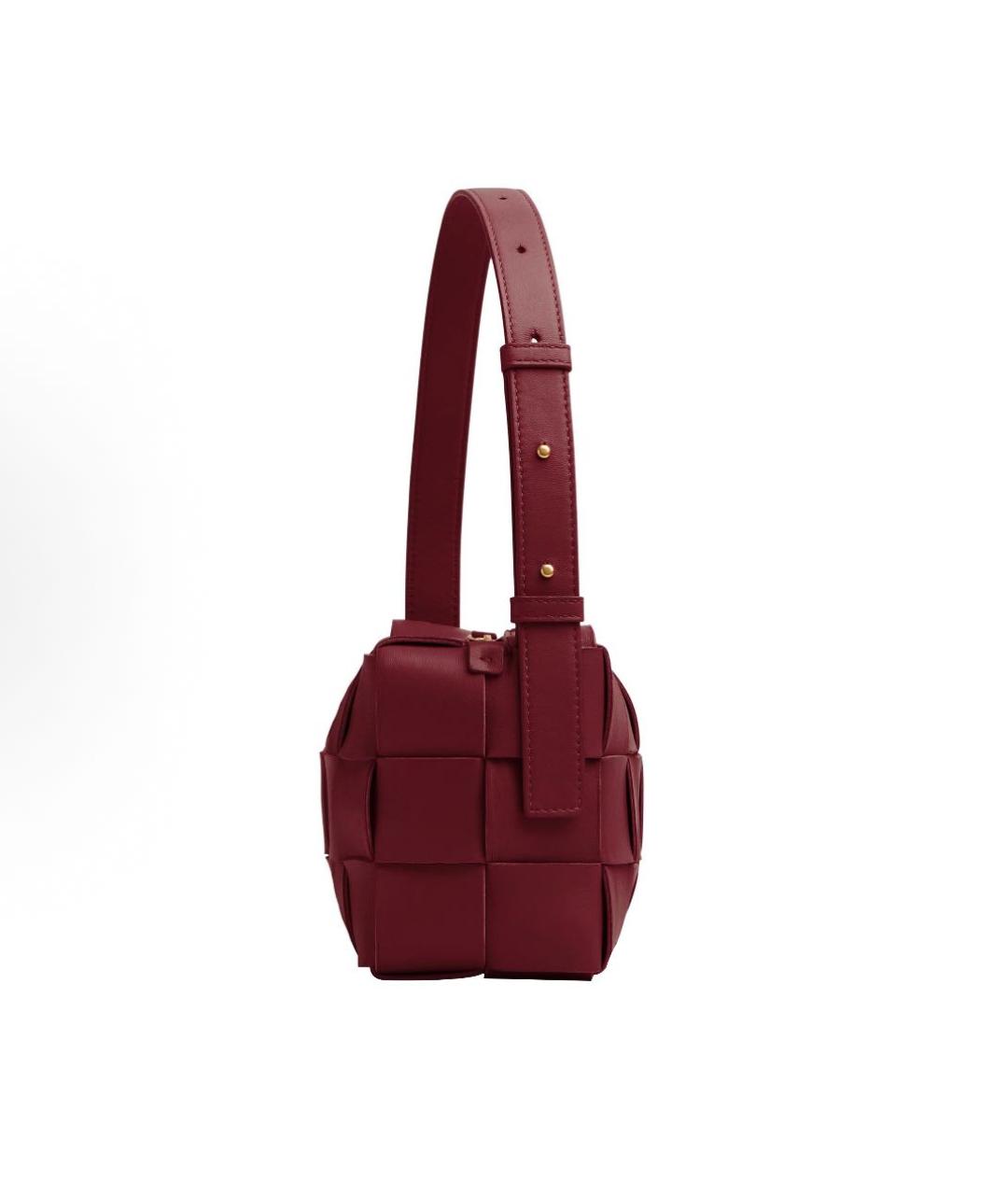 BOTTEGA VENETA Бордовая кожаная сумка с короткими ручками, фото 3