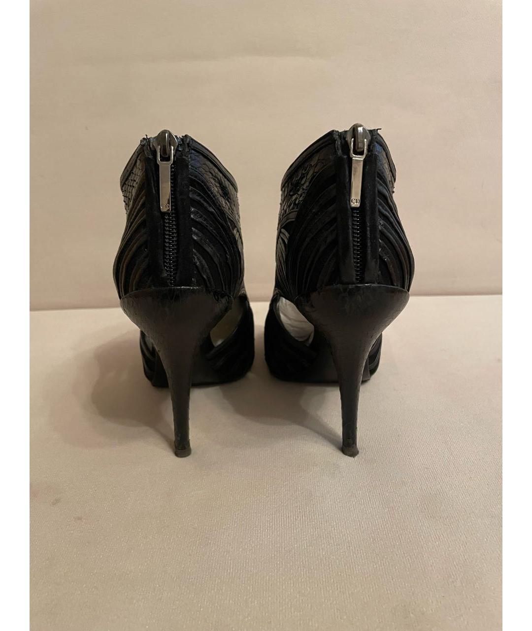 CHRISTIAN DIOR Черные кожаные босоножки, фото 4
