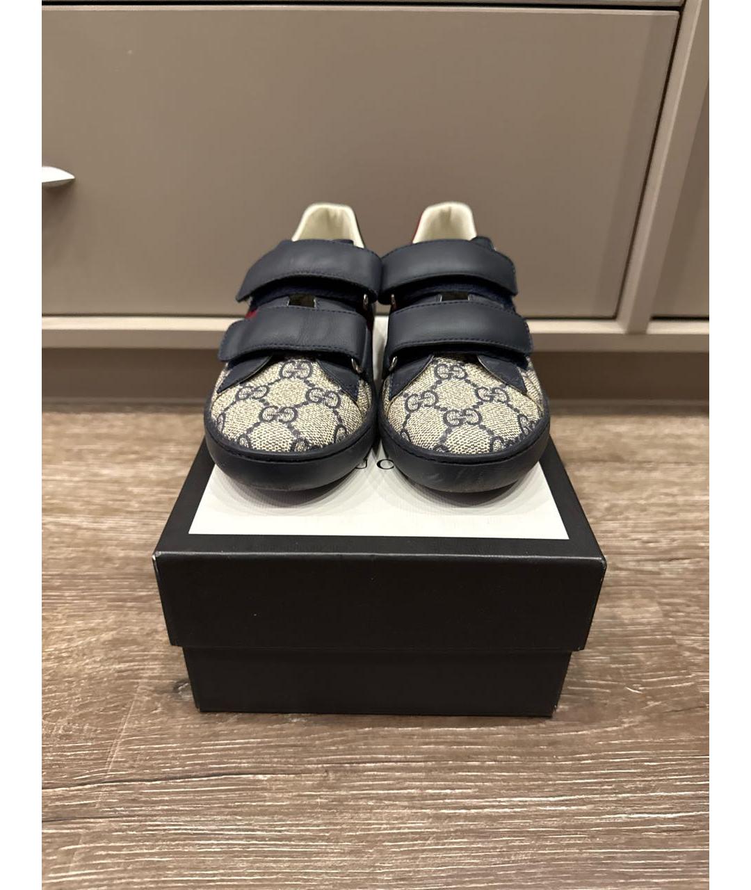 GUCCI Темно-синие кожаные лоферы/мокасины, фото 2