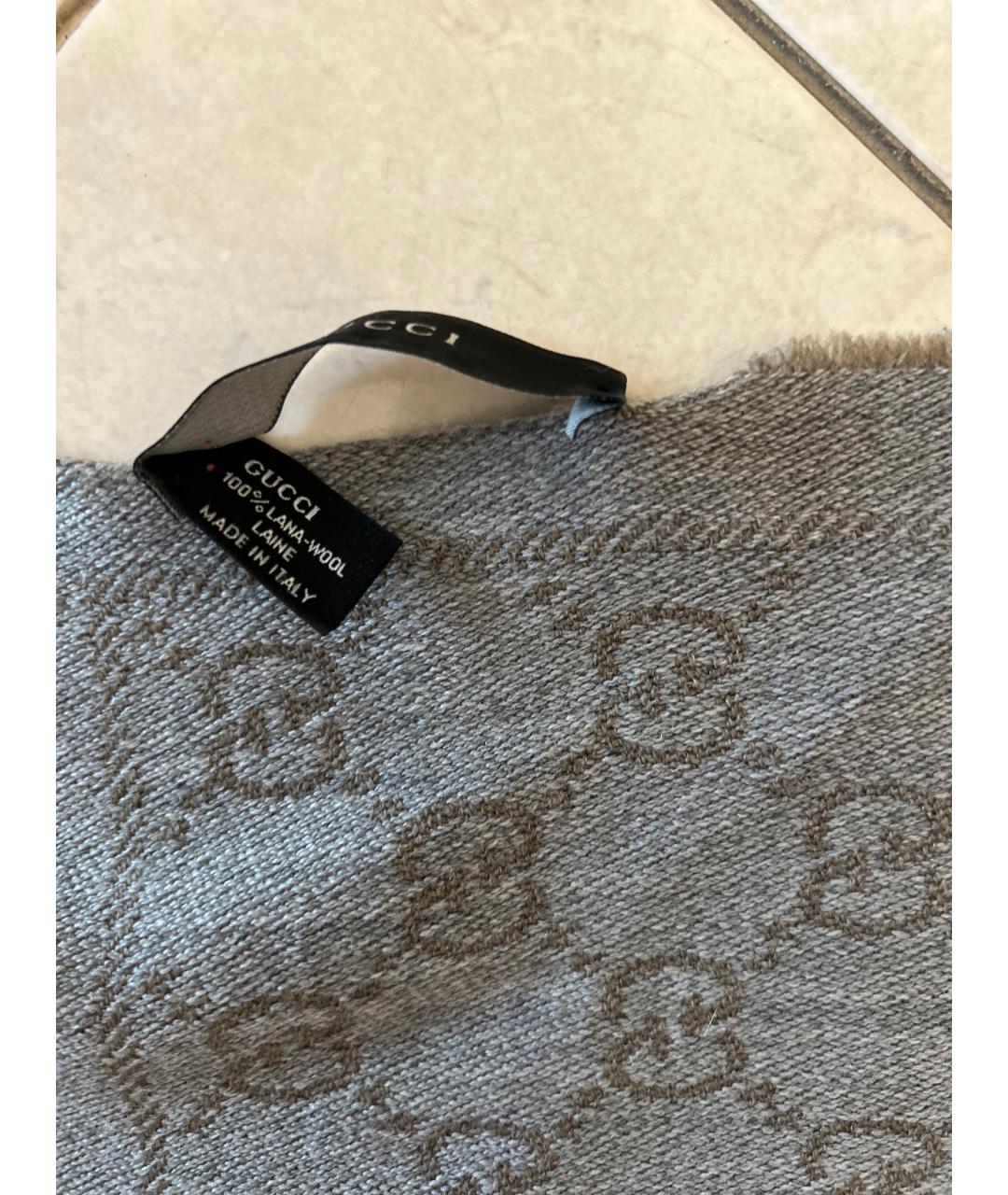 GUCCI Серый шарф, фото 3