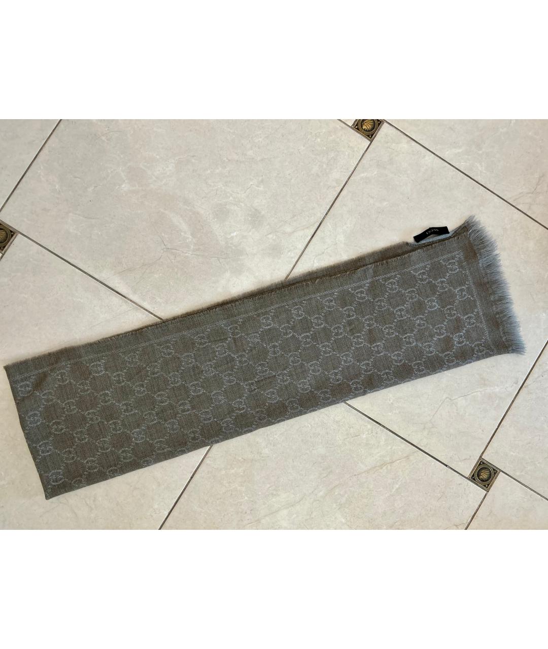 GUCCI Серый шарф, фото 4