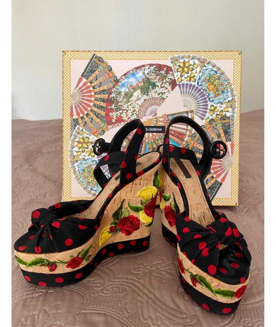DOLCE&GABBANA Мульти текстильные босоножки, фото 2