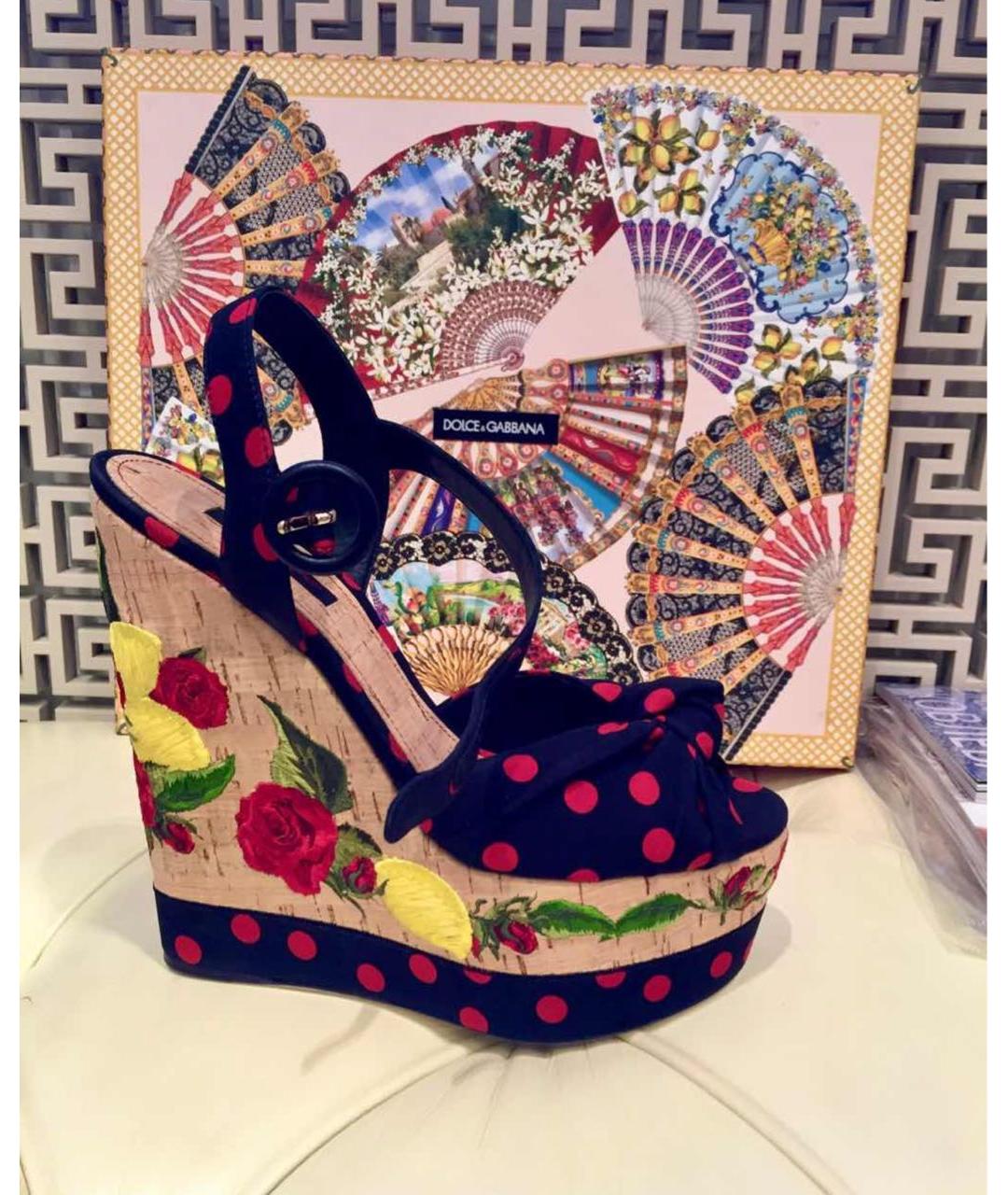 DOLCE&GABBANA Мульти текстильные босоножки, фото 4