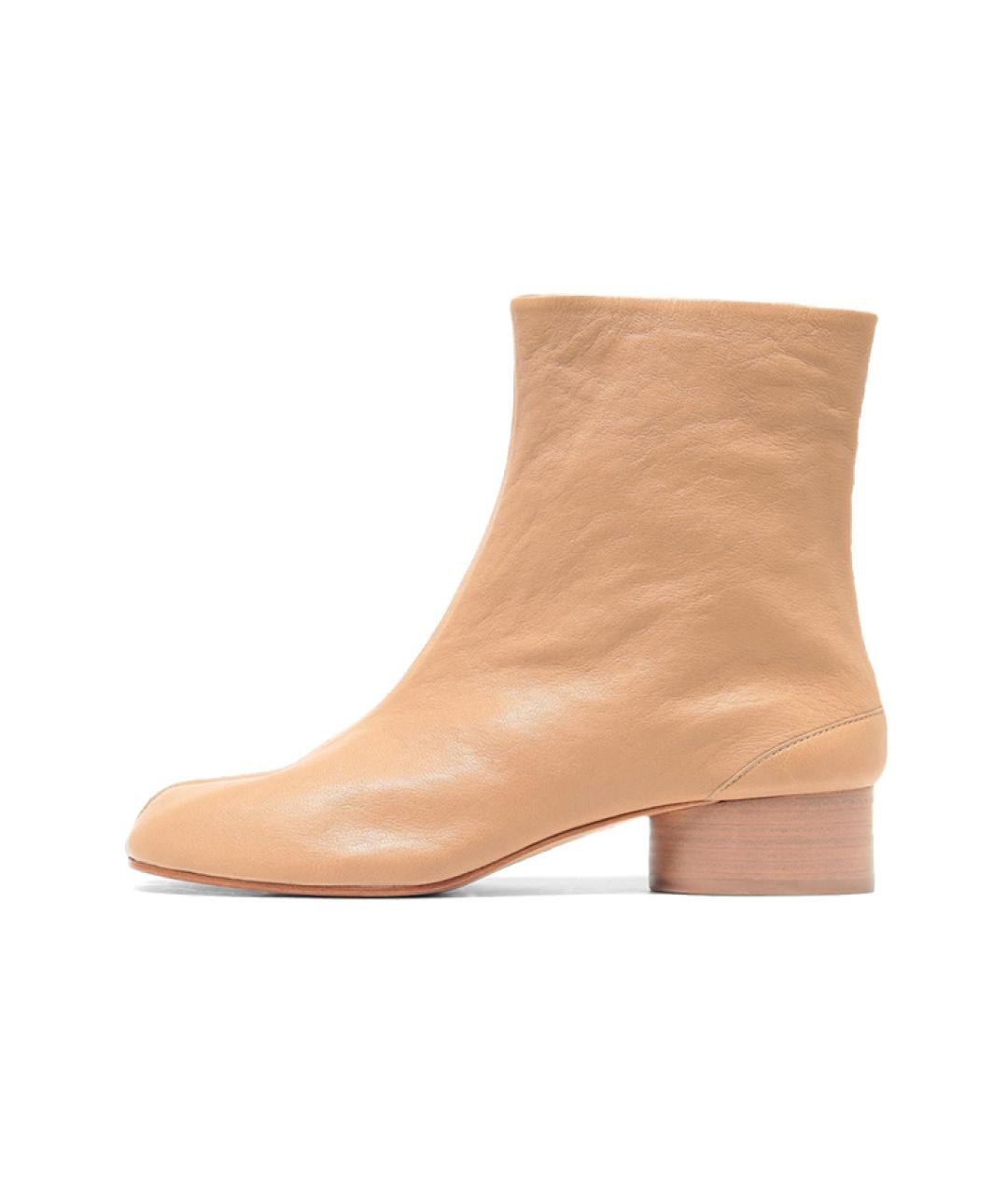 MAISON MARGIELA Бежевые кожаные ботильоны, фото 2