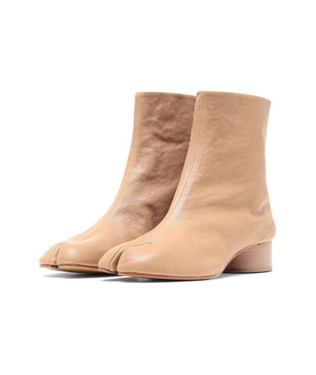 MAISON MARGIELA Бежевые кожаные ботильоны, фото 3