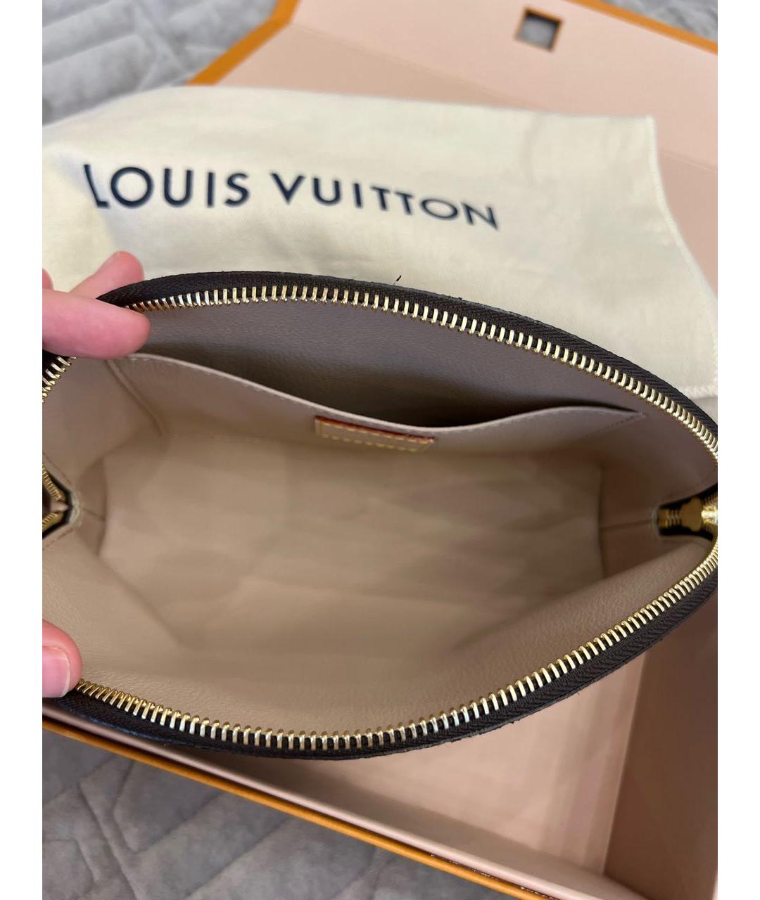 LOUIS VUITTON Коричневая кожаная косметичка, фото 3