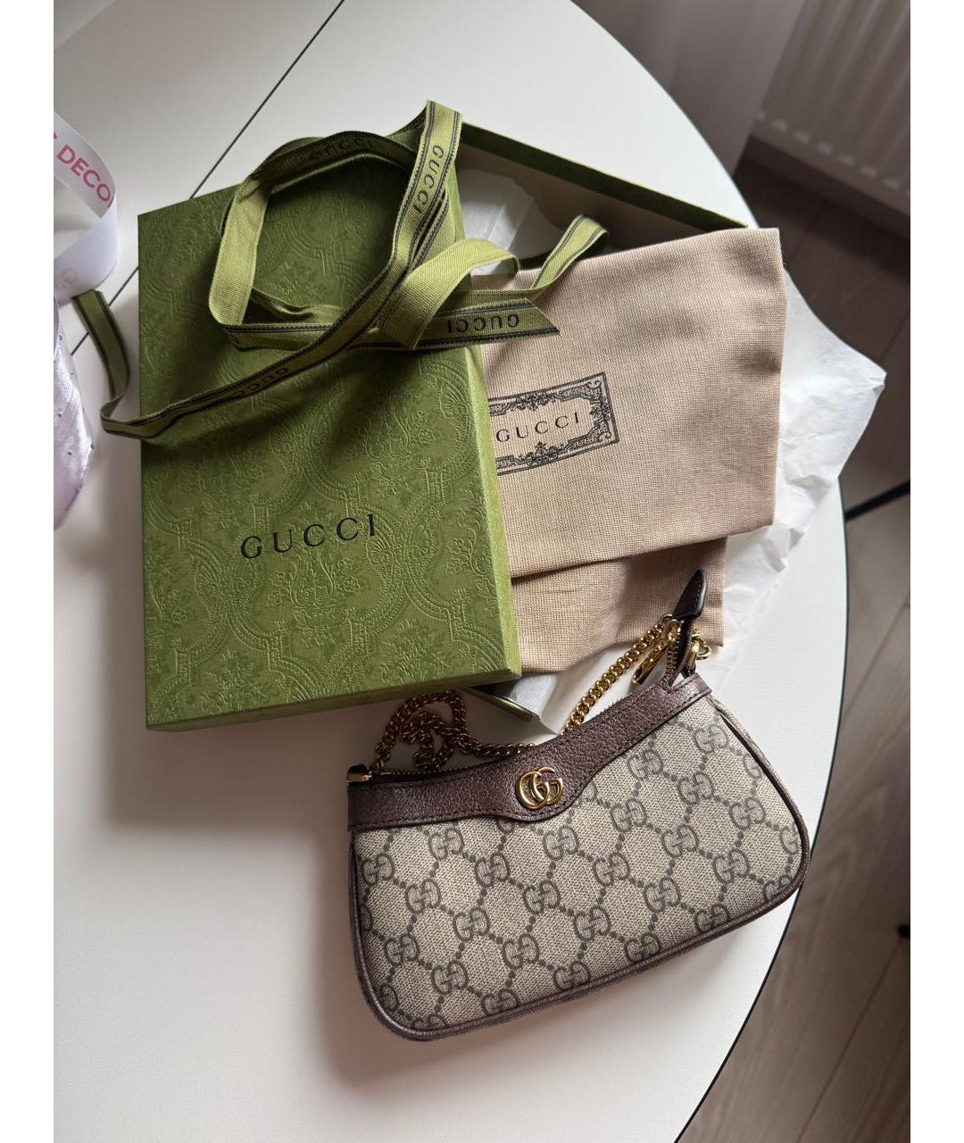 GUCCI Коричневая кожаная сумка с короткими ручками, фото 6