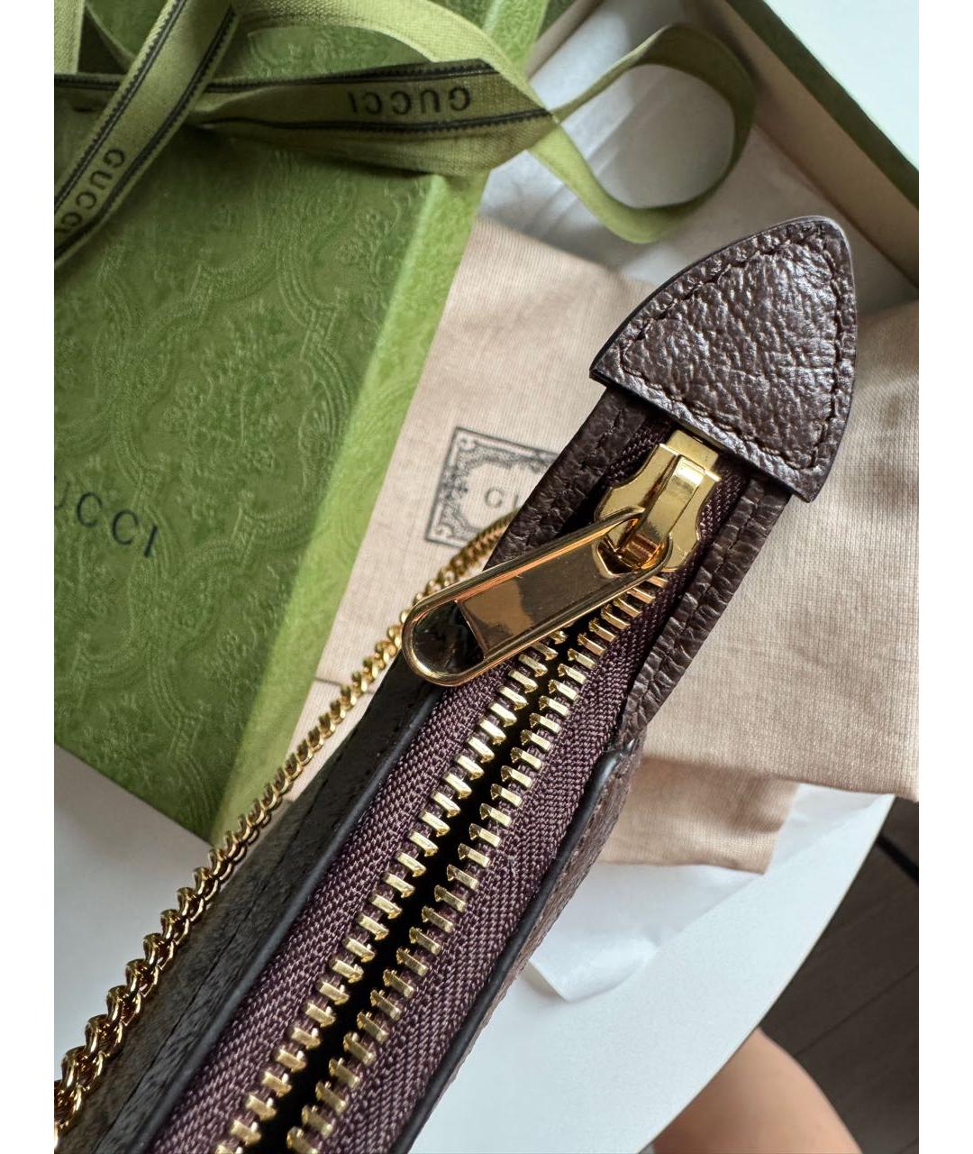 GUCCI Коричневая кожаная сумка с короткими ручками, фото 4